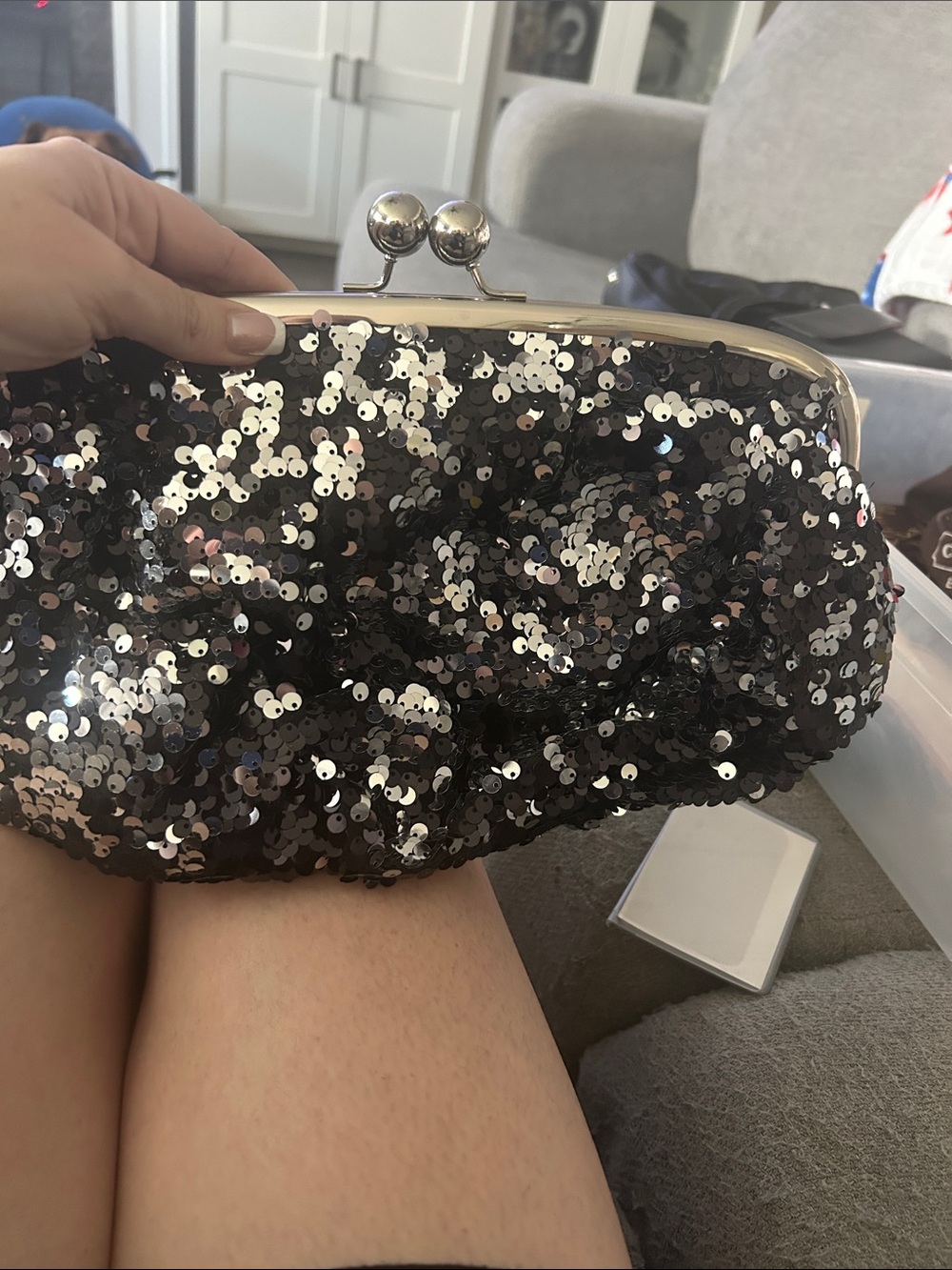Mossimo Supply Co. Black Sequin Kiss-Lock Wristlet Clutch